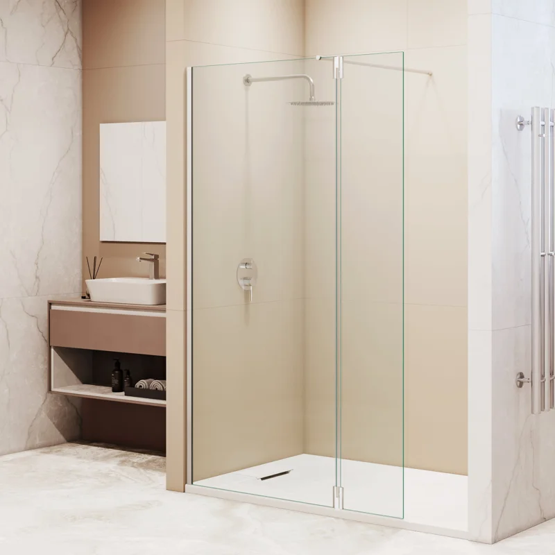 Душевой уголок RGW WA-050 (WA-002 + Z-070) Walk In 351005013-11, 120 x 110 см, распашная створка, стекло прозрачное, профиль хром