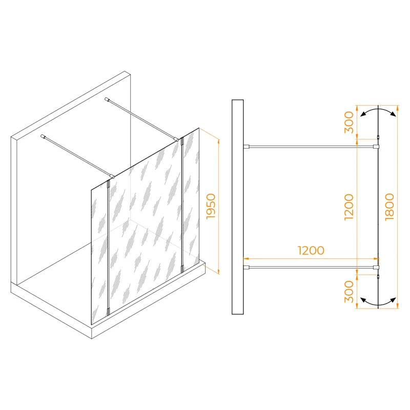 Душевая перегородка RGW Walk In 351005223-16 120х195 стекло прозрачное профиль золото глянцевое