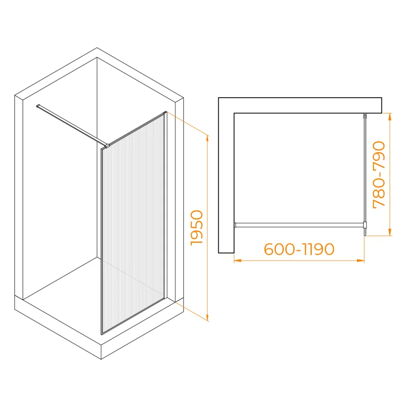 Душевая перегородка RGW Walk In 06100808-155 80х195 стекло рифленое профиль белый
