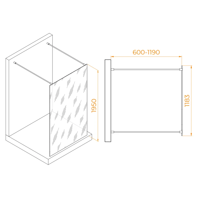 Душевая стенка RGW WA-016Gb Walk In 35101612-16, 120 см, стекло прозрачное, профиль золото брашированное