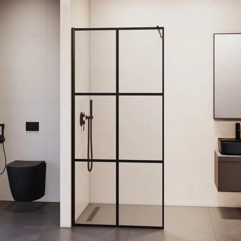 Душевая стенка RGW Walk In WA-011B, 90 х 200 см, стекло прозрачное, профиль черный, 35101190-84