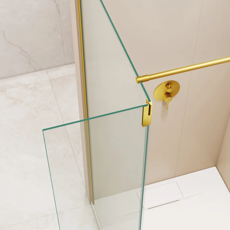 Душевой уголок RGW WA-050Gb (WA-002Gb + Z-070Gb) Walk In 351005083-16, 120 x 80 см, распашная створка, стекло прозрачное, профиль золото брашированное