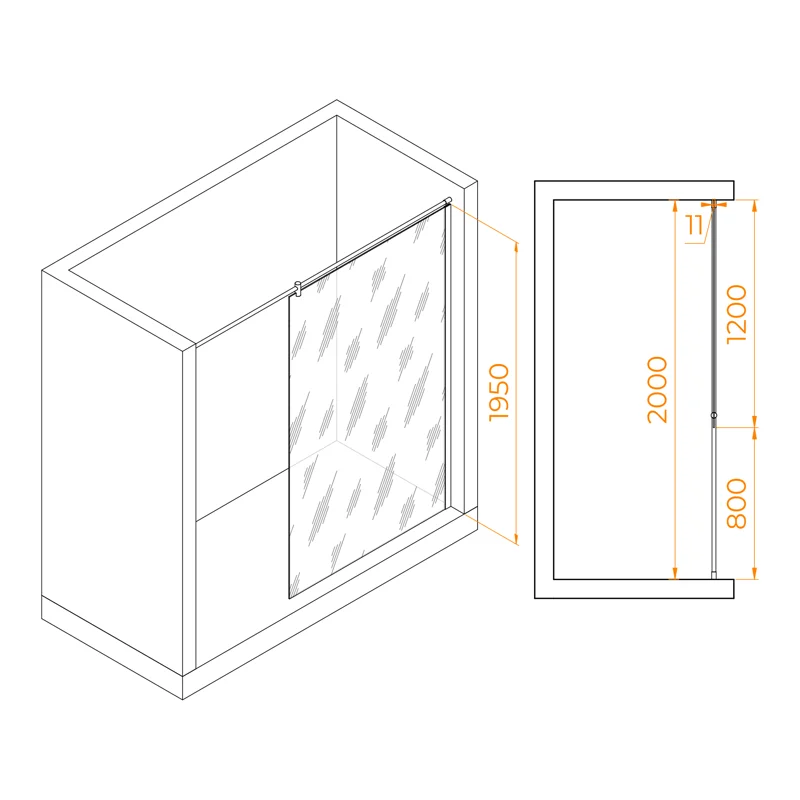 Душевая стенка RGW WA-003 Walk In, 120 см, стекло прозрачное, профиль хром, 351003312-11