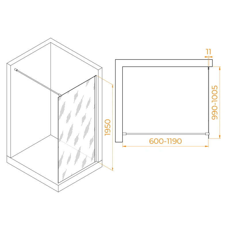 Душевая стенка RGW WA-002W Walk In, 100 см, стекло прозрачное, профиль белый, 35100210-15