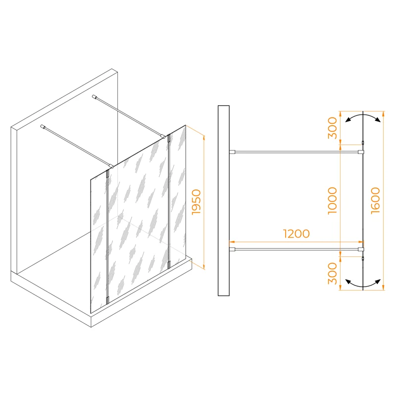 Душевая перегородка RGW Walk In 351005203-15 100х195 стекло прозрачное профиль белый