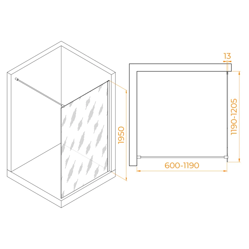 Душевая стенка RGW Walk In WA-010, 351001012-31, 120 см, стекло тонированное, профиль хром