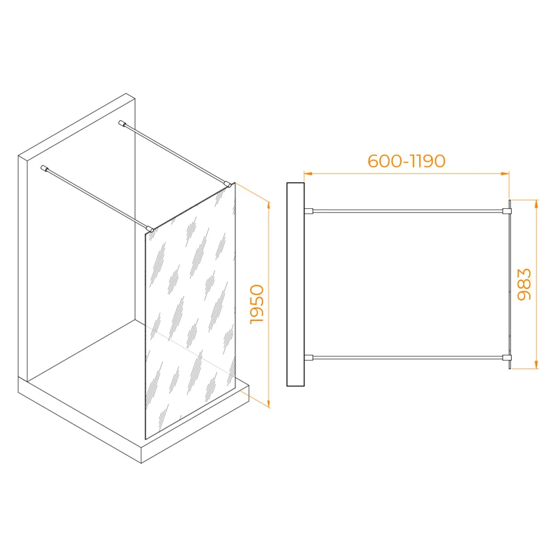 Душевая стенка RGW WA-016Gb Walk In 35101610-16, 100 см, стекло прозрачное, профиль золото брашированное