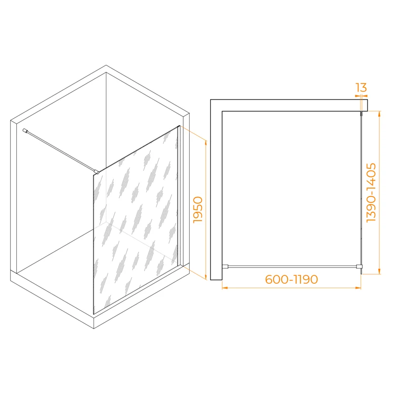 Душевая стенка RGW Walk In WA-010, 351001014-11, 140 см, стекло прозрачное, профиль хром