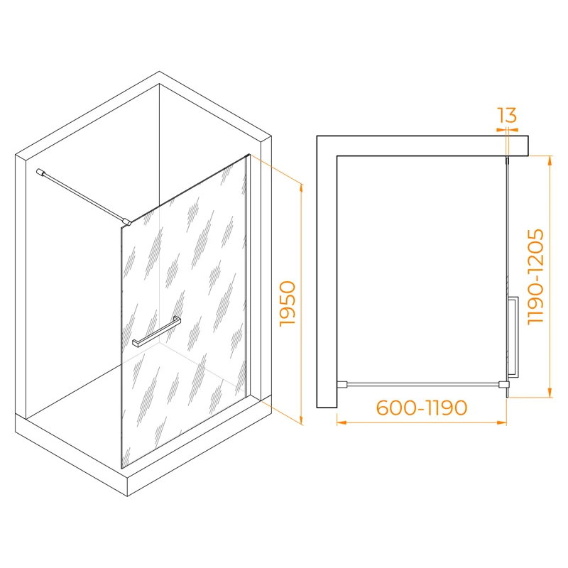 Душевая стенка RGW WA-040 Walk In, 120 см, стекло прозрачное, профиль хром, 35104012-11