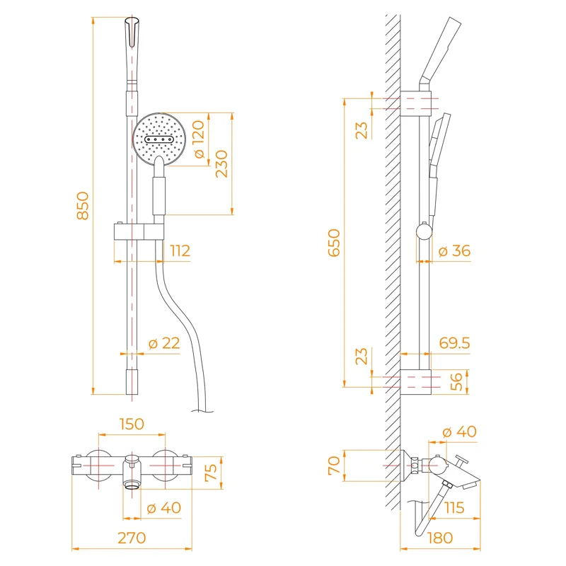 Душевая стойка RGW Shower Panels 30140123-01 настенная цвет хром