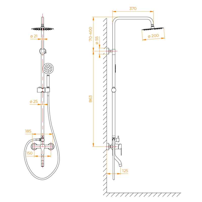 Душевая стойка RGW Shower Panels 59140124-13 настенная цвет хром