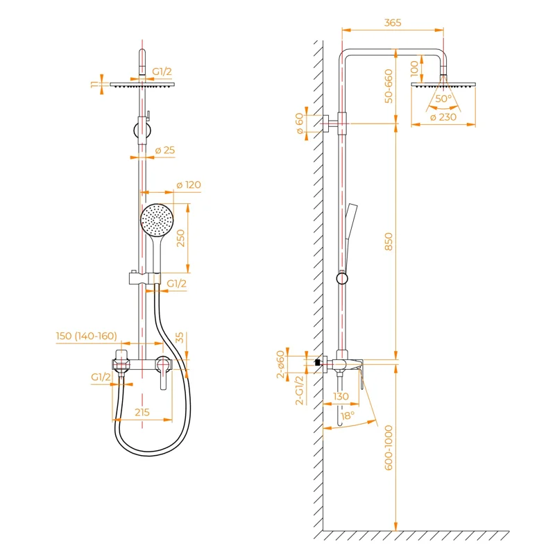 Душевая стойка RGW Shower Panels 51140131-04 настенная цвет черный