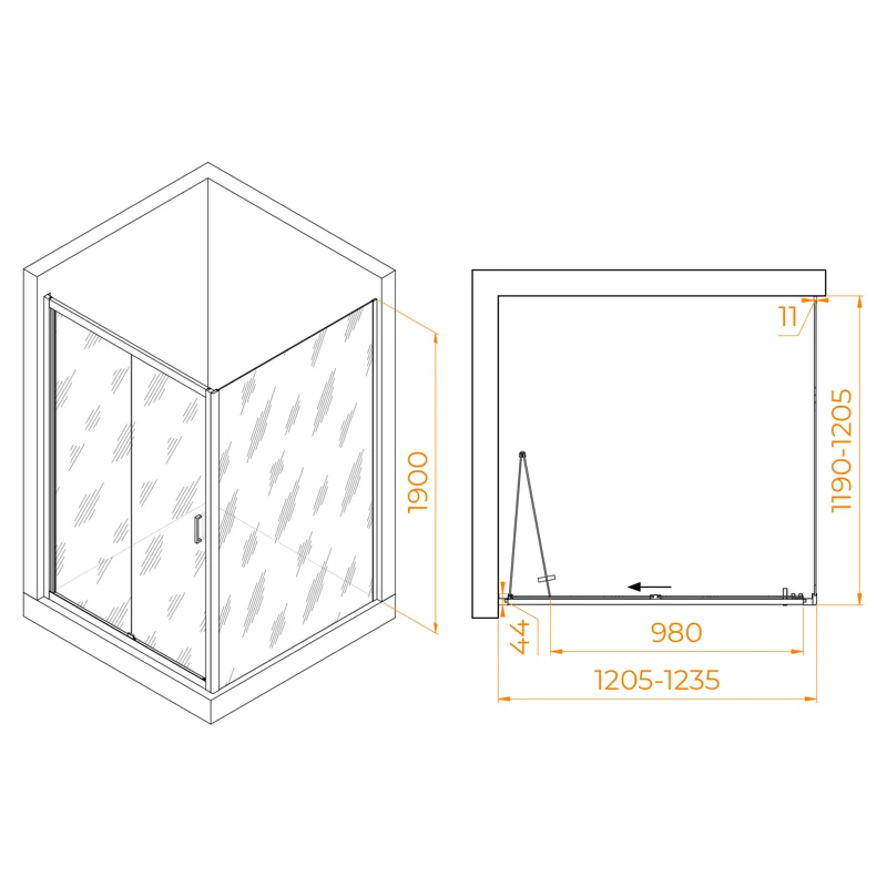 Душевой уголок RGW Passage 060813222-14 120x120 стекло прозрачное 5 мм