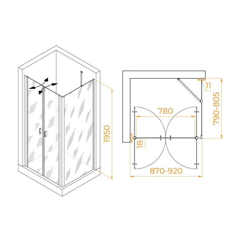 Душевой уголок RGW Passage 060814498-14 90x80 стекло прозрачное 6 мм