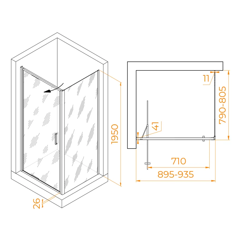 Душевой уголок RGW Stilvoll 703214598-14 90x80 стекло прозрачное 8 мм