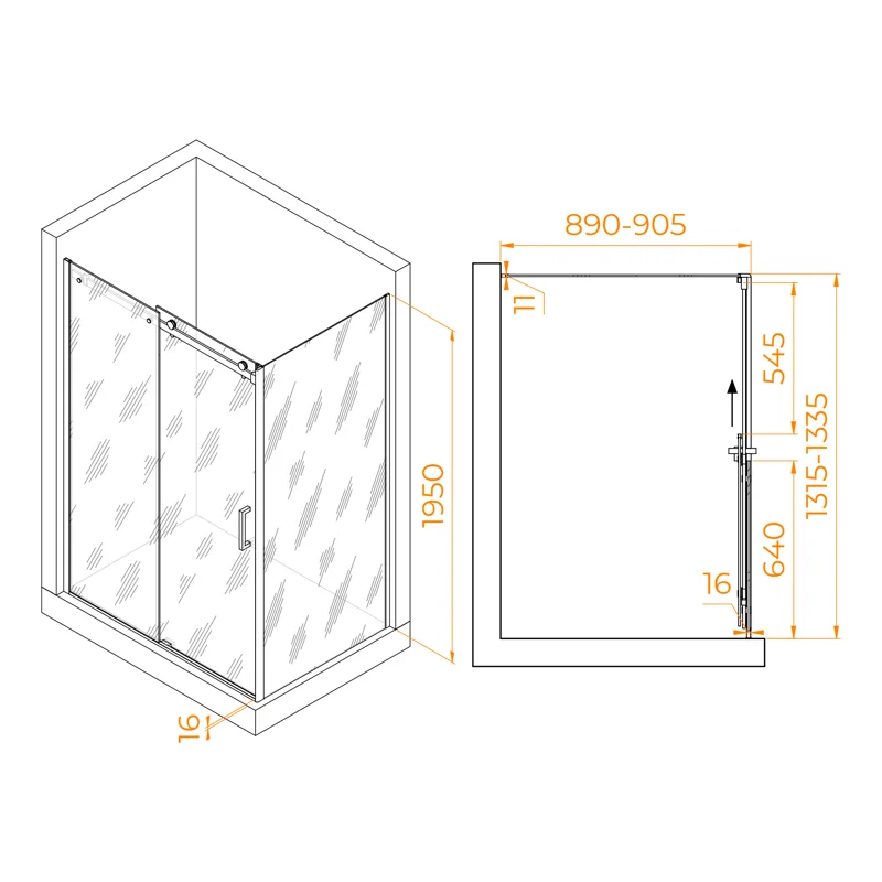 Душевой уголок RGW Tornado 02074439-11 130x90 стекло прозрачное 8 мм