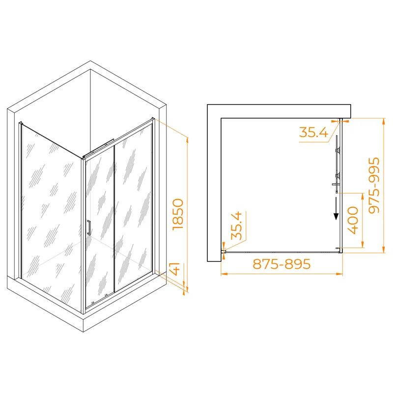 Душевой уголок RGW Passage PA-145 100х90 020814590-11 профиль Хром стекло прозрачное