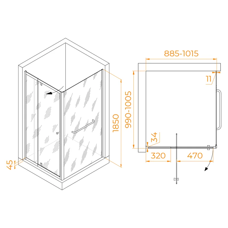 Душевой уголок RGW Passage 410844190-011 90x100 стекло прозрачное 6 мм