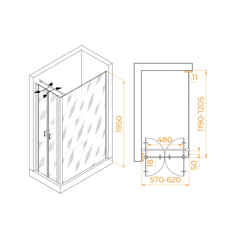 Душевой уголок RGW Passage 060814462-011 60x120 стекло прозрачное 6 мм