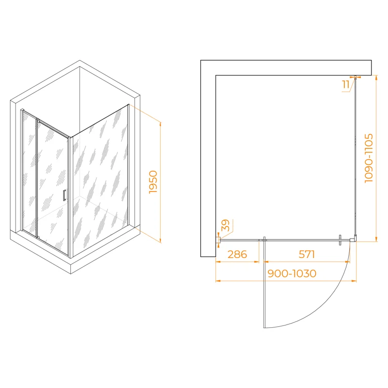 Душевой уголок RGW Passage 350807891-14 90x110 стекло прозрачное 6 мм