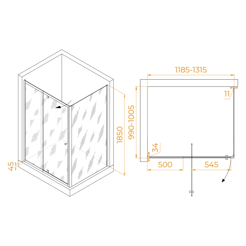 Душевой уголок RGW Passage 41084410-011 120x100 стекло прозрачное 6 мм