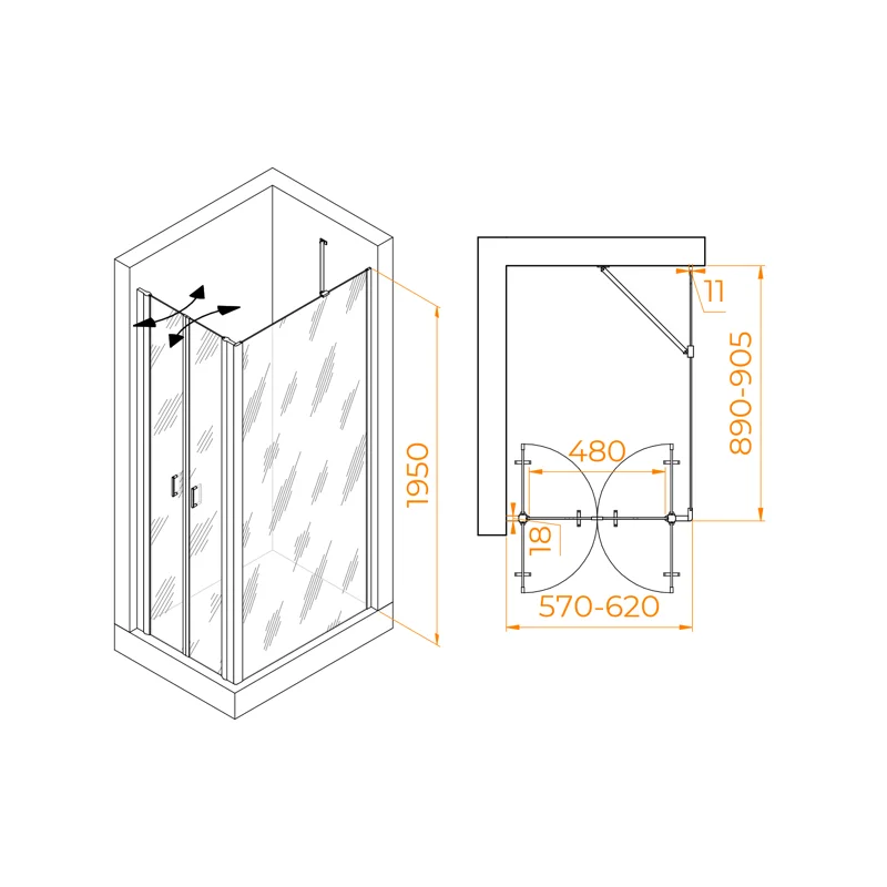 Душевой уголок RGW Passage 060814469-11 60x90 стекло прозрачное 6 мм