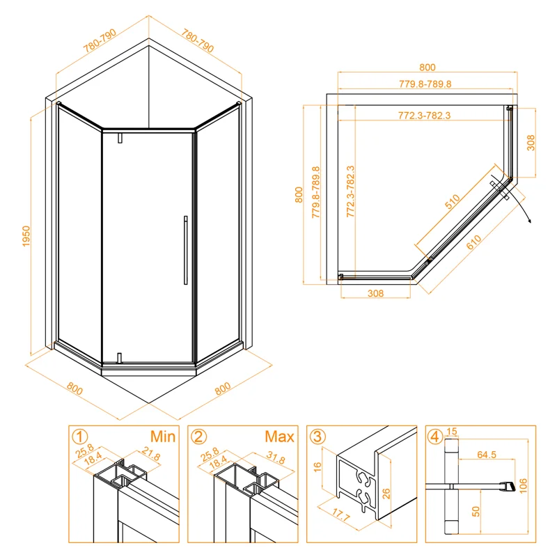 Душевой уголок RGW Stilvoll 32328188-14 80x80 стекло прозрачное 6 мм