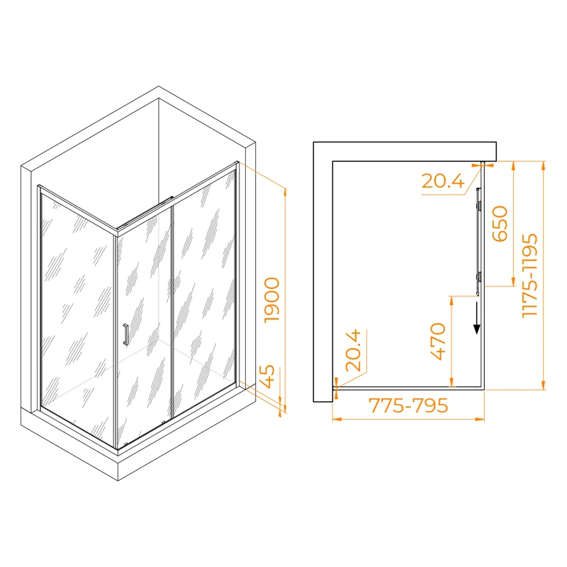 Душевой уголок RGW Passage 410824582-14 80x120 стекло прозрачное 6 мм