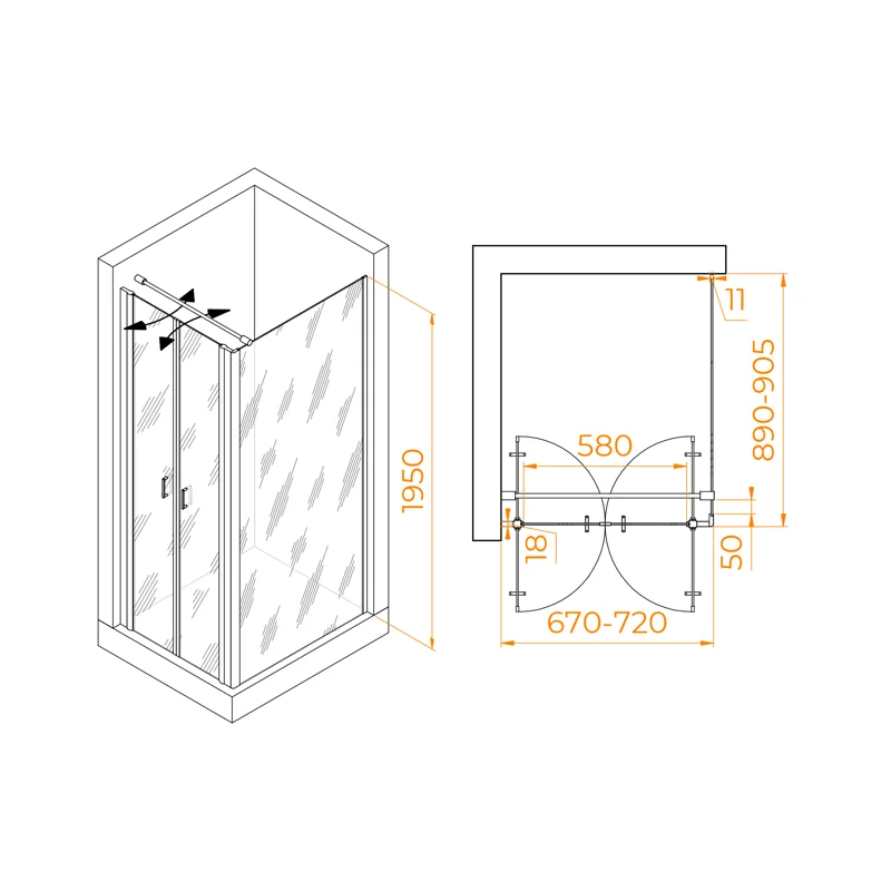 Душевой уголок RGW Passage 060814479-011 70x90 стекло прозрачное 6 мм