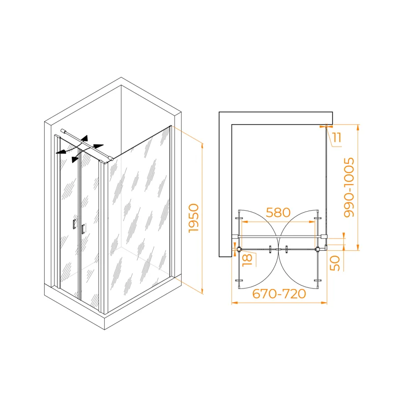 Душевой уголок RGW Passage 060814470-014 70x100 стекло прозрачное 6 мм