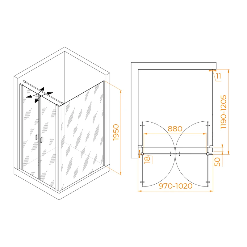 Душевой уголок RGW Passage 060814402-014 100x120 стекло прозрачное 6 мм
