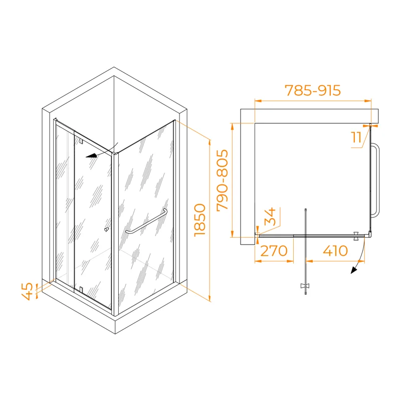 Душевой уголок RGW Passage 410832188-011 80x80 стекло прозрачное 6 мм