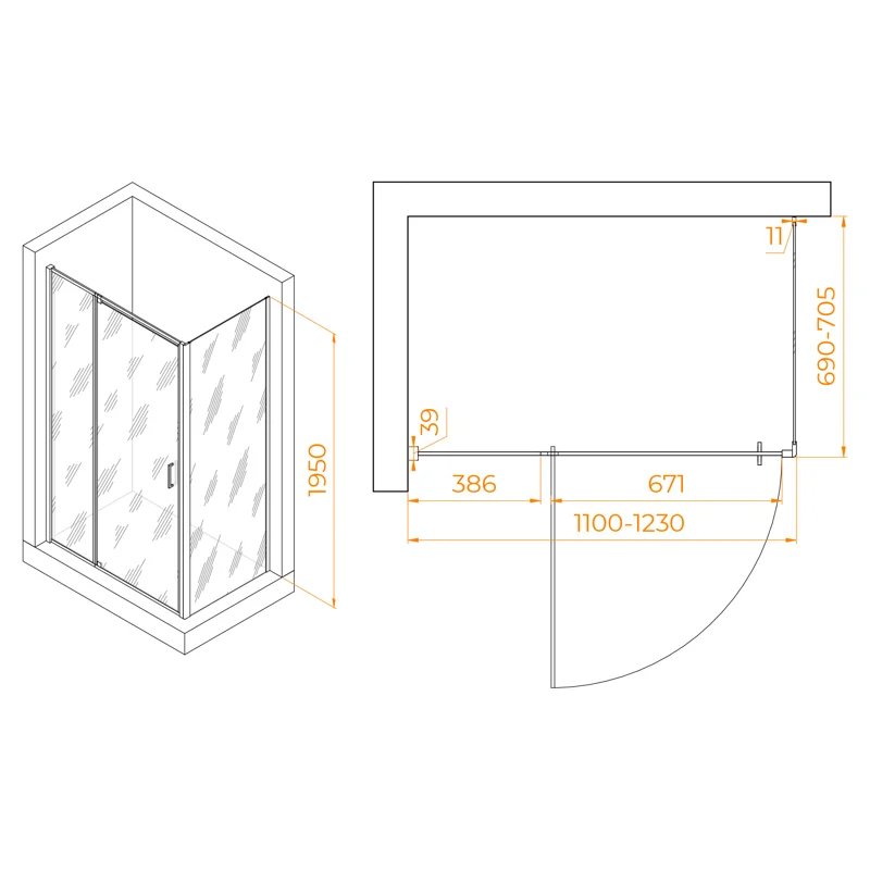 Душевой уголок RGW Passage 350807817-14 110x70 стекло прозрачное 6 мм