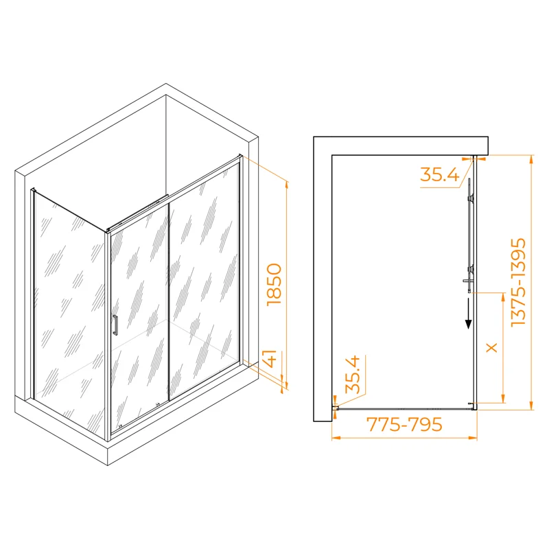 Душевой уголок RGW Passage PA-145 140х80 020814584-11 профиль Хром стекло прозрачное