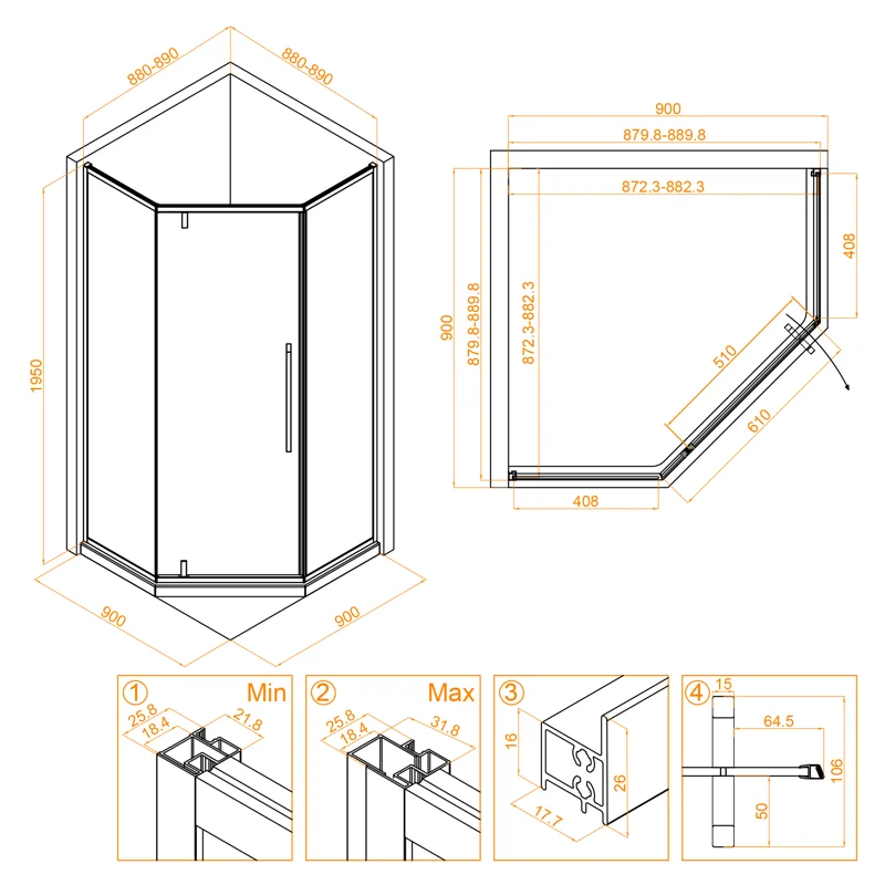 Душевой уголок RGW Stilvoll 32328199-14 90x90 стекло прозрачное 6 мм