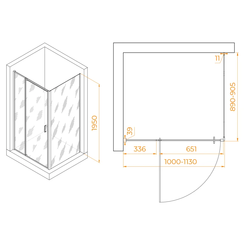 Душевой уголок RGW Passage 350807809-14 100x90 стекло прозрачное 6 мм