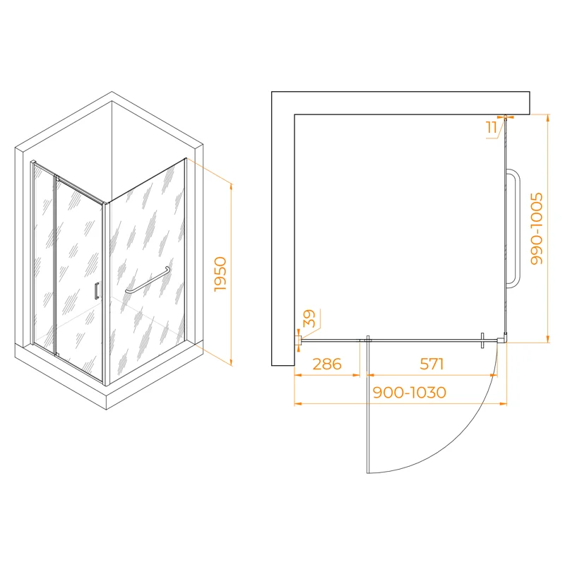 Душевой уголок RGW Passage 3508078190-14 90x100 стекло прозрачное 6 мм