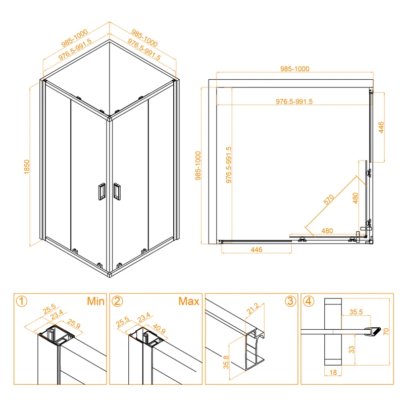 Душевой уголок RGW Classic CL-34B 100х100 32093400-14 профиль Черный стекло прозрачное