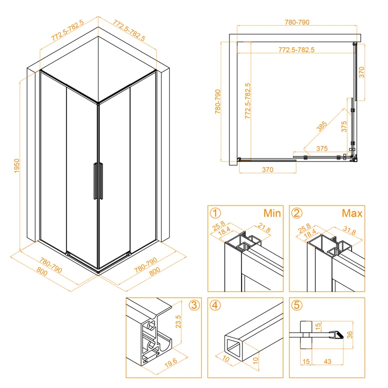 Душевой уголок RGW SV-31 32323188-11 80 х 80 см квадратный, хром