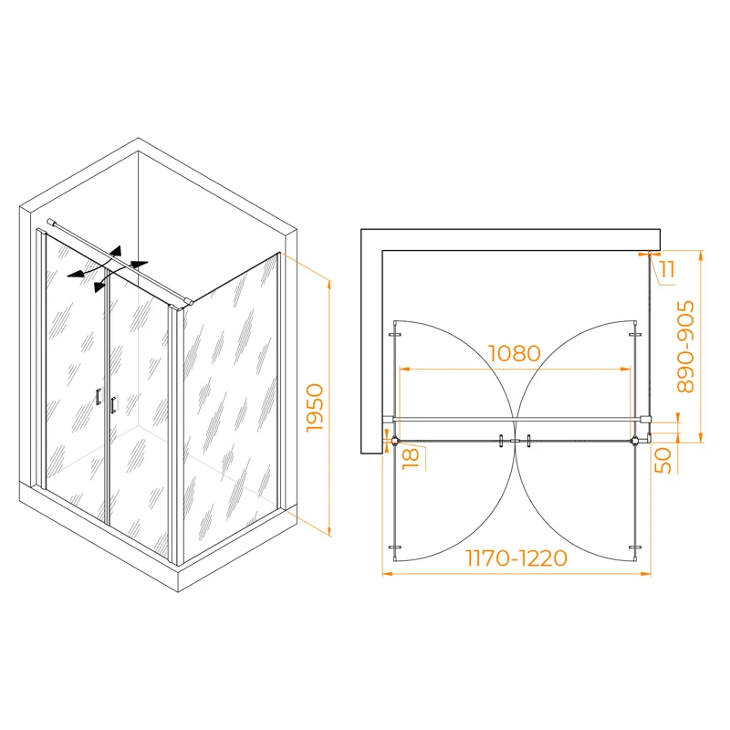 Душевой уголок RGW Passage 060814429-011 120x90 стекло прозрачное 6 мм
