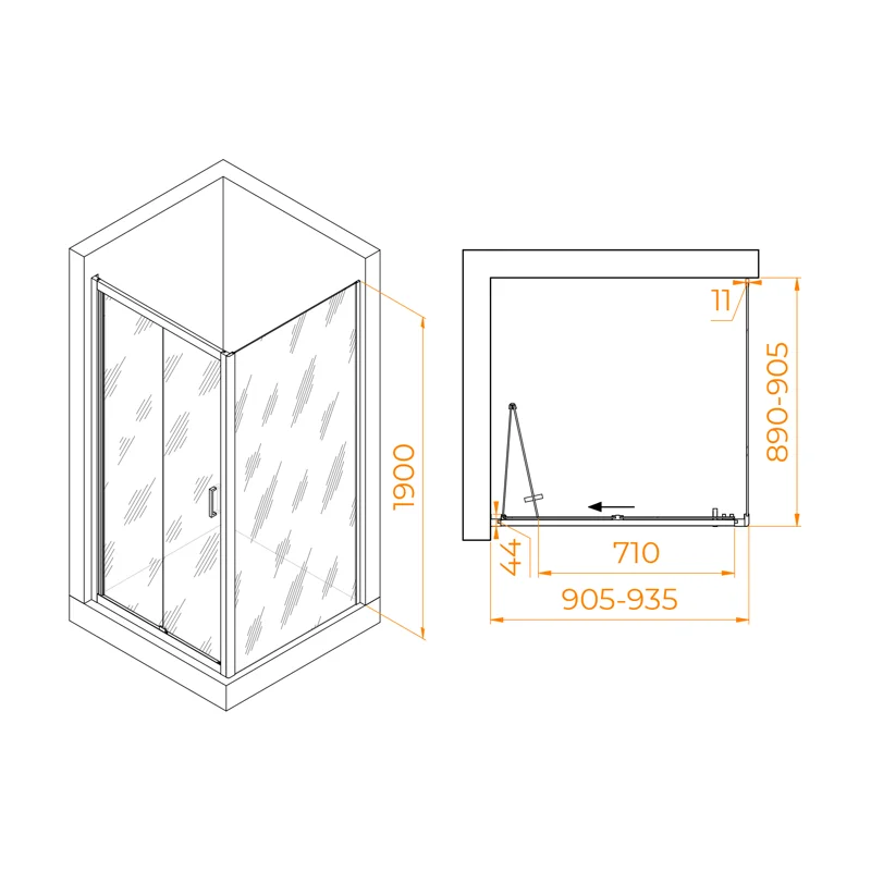Душевой уголок RGW Passage 060813299-11 90x90 стекло прозрачное 5 мм