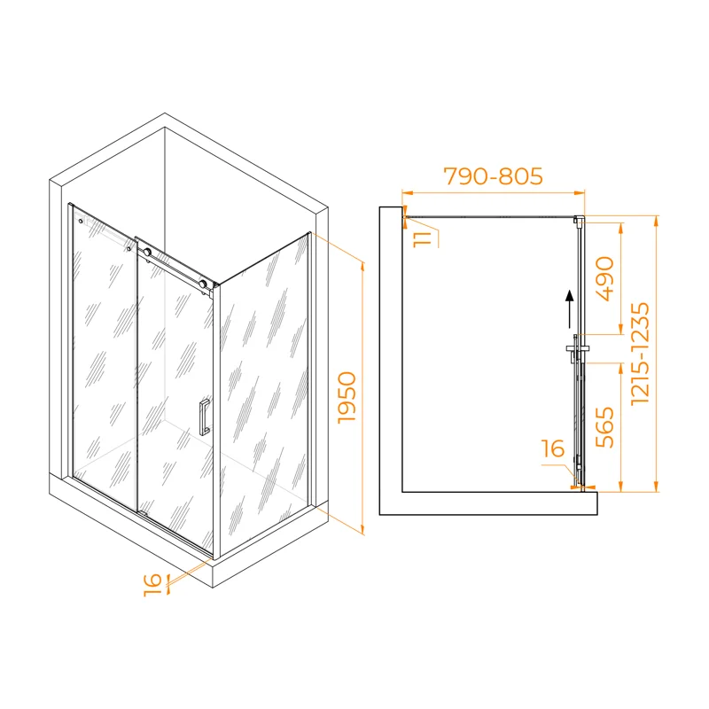Душевой уголок RGW Tornado 02074428-14 120x80 стекло прозрачное 8 мм