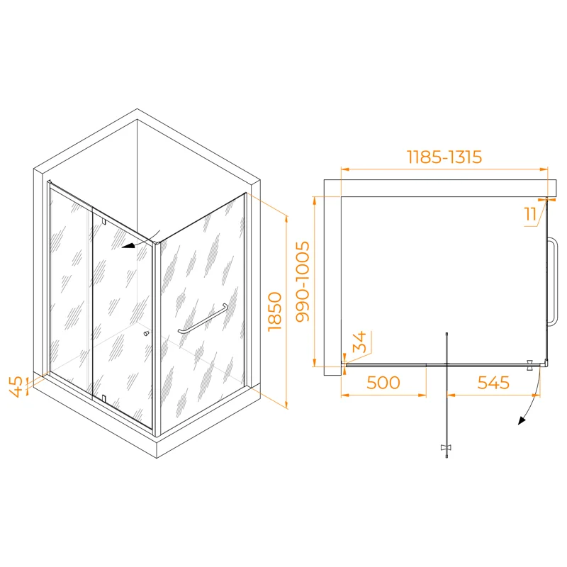 Душевой уголок RGW Passage 410844120-011 120x100 стекло прозрачное 6 мм
