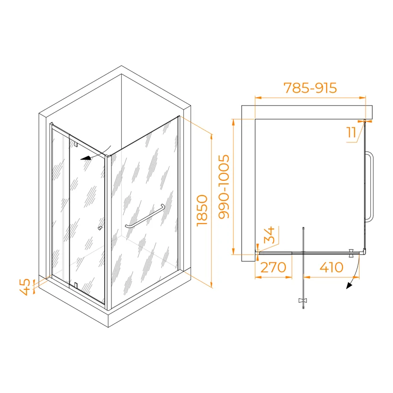 Душевой уголок RGW Passage 410844180-011 80x100 стекло прозрачное 6 мм