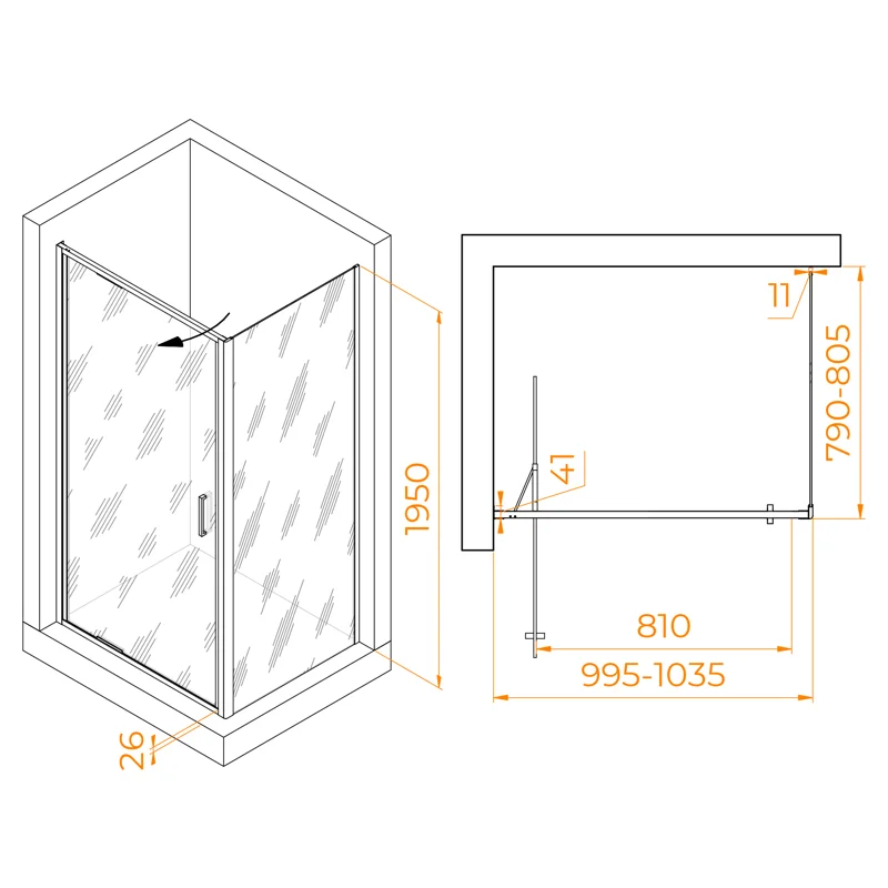 Душевой уголок RGW Stilvoll 703214508-14 100x80 стекло прозрачное 8 мм