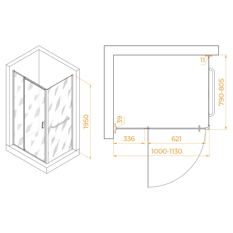 Душевой уголок RGW Passage 3508078108-14 100x80 стекло прозрачное 6 мм