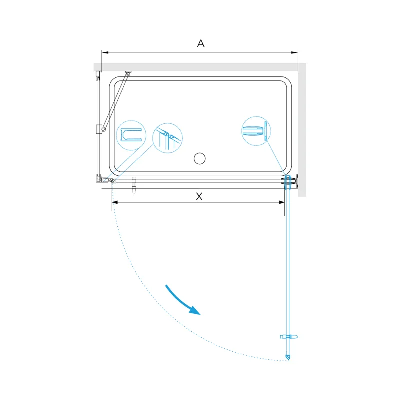 Душевой уголок RGW Hotel 350604578-011 70x80 стекло прозрачное 8 мм