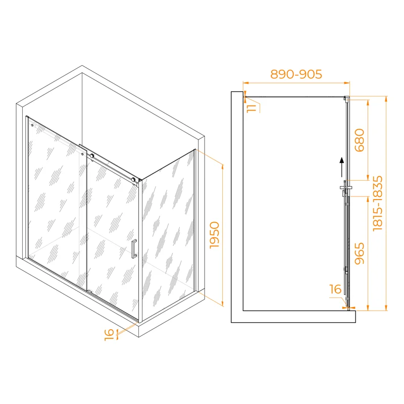 Душевой уголок RGW Tornado 02074489-11 180x90 стекло прозрачное 8 мм