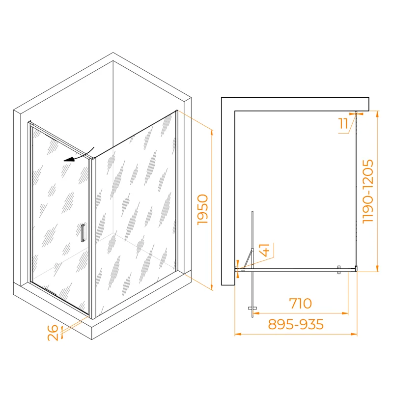 Душевой уголок RGW Stilvoll 703214592-11 90x120 стекло прозрачное 8 мм