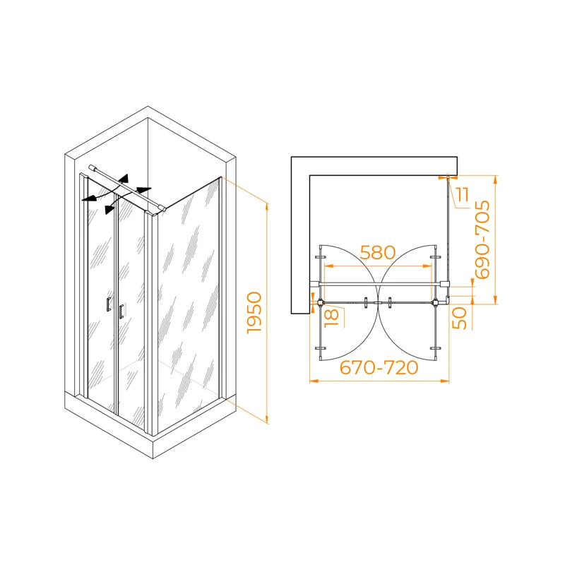 Душевой уголок RGW Passage 060813477-014 70x70 стекло прозрачное 6 мм